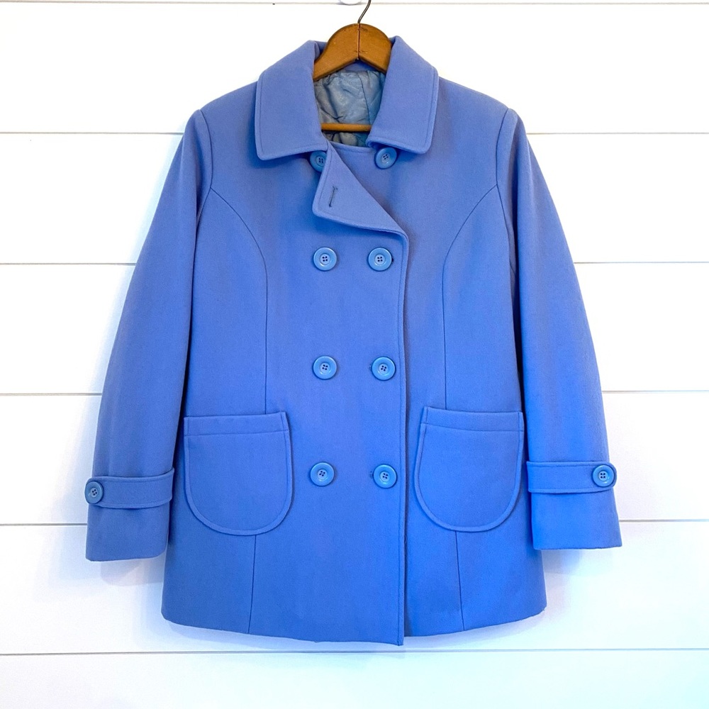 Classic Double-Breasted Women's Peacoat in Periwinkle